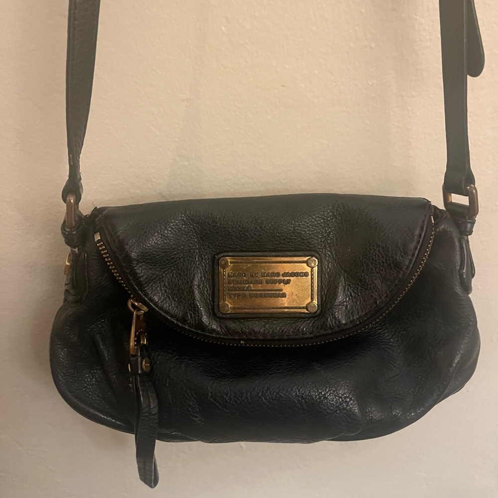 Marc by Marc Jacobs Black Crossbody Bag with Gold Accents